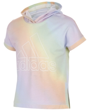 image of adidas Big Girls Printed French Terry Cotton Short-Sleeve Hoodie