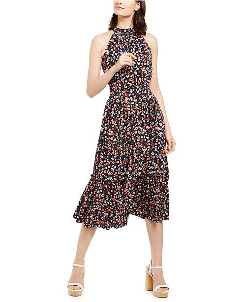 Michael Kors Floral Print Halter Neck Midi Dress Reviews