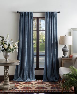 Martha Stewart Collection Naples Backtab Chenille Curtain Panels Created For Macys In Navy