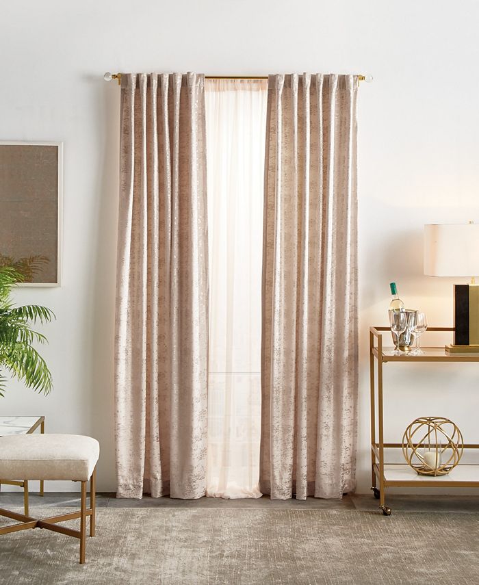 Martha Stewart Collection Monroe Backtab Metallic Velvet Curtain Panel, 84", Created For Macy's