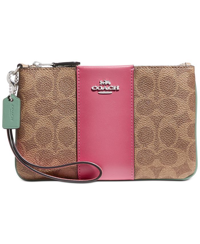 Coach colorblock coated 2025 canvas signature wristlet