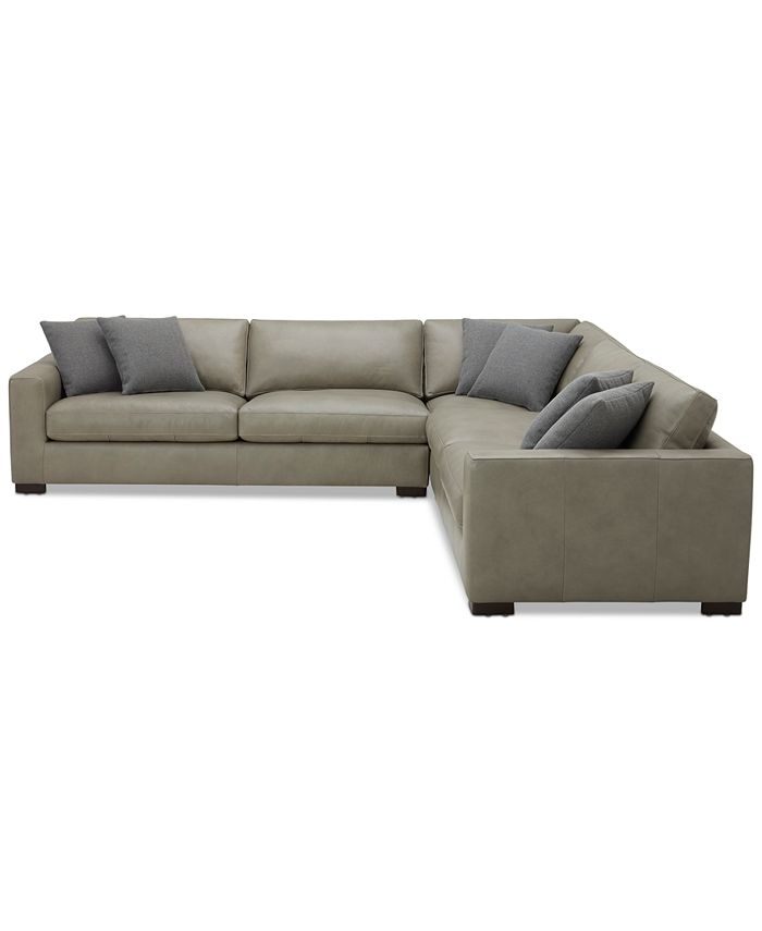 Furniture CLOSEOUT! Chelby 3Pc. Leather "L" Shaped Sectional Sofa Macy's