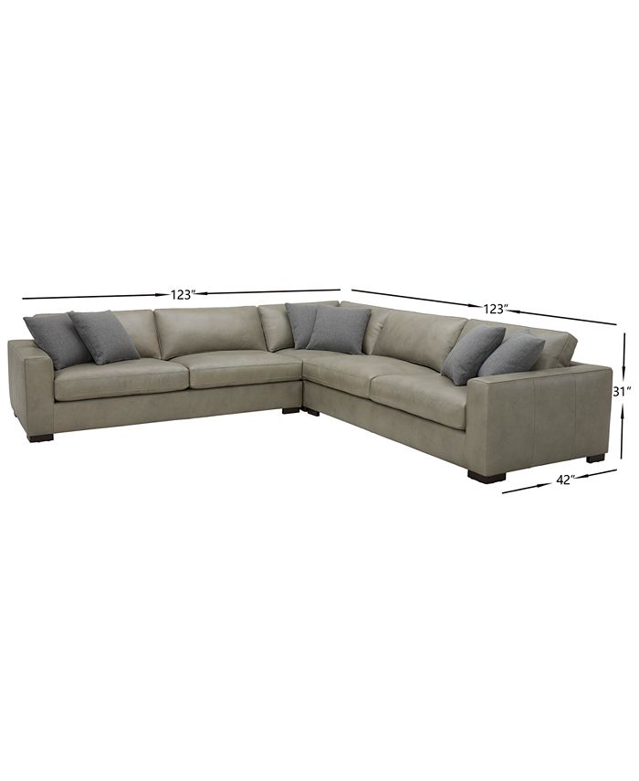 Furniture CLOSEOUT! Chelby 3Pc. Leather "L" Shaped Sectional Sofa Macy's