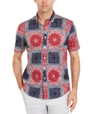 Club Room - Men's Patchwork Bandana-Print Shirt
