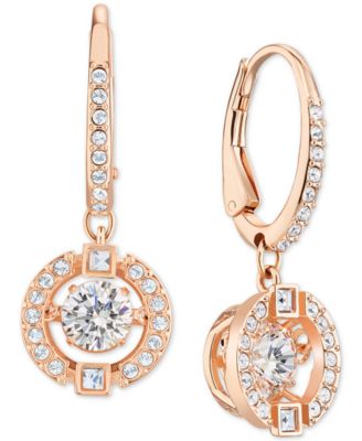 Silver-Tone Caged Crystal Drop Earrings 