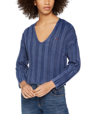 image of Tommy Jeans Ribbed Cropped Sweater