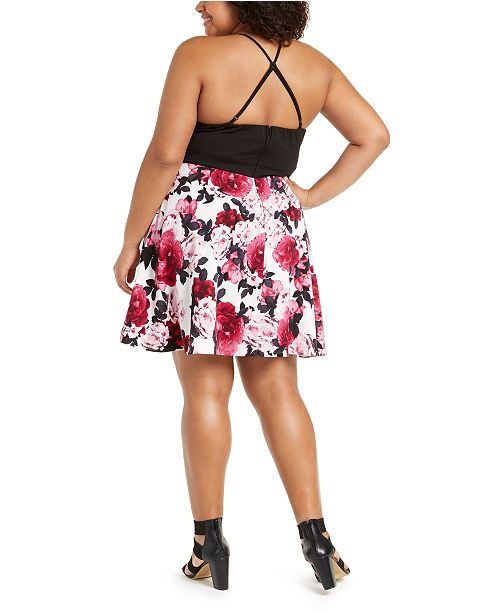 Speechless Trendy Plus Size Solid Floral Print Dress Created