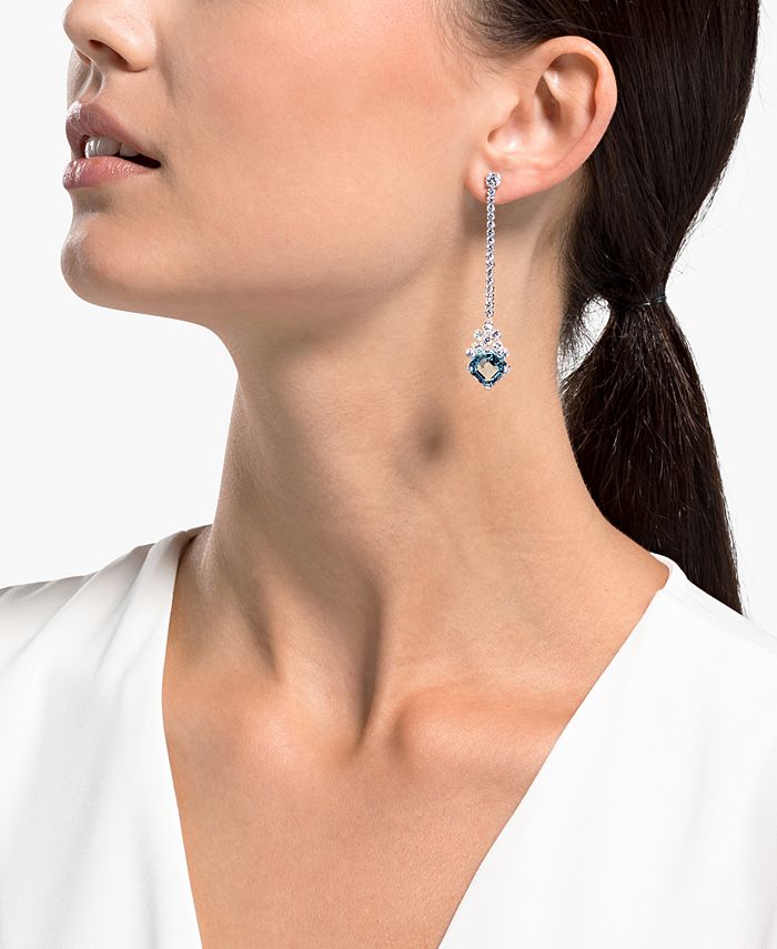 Silvertone Cluster Statement Drop Earrings with AB Swarovski Crystals main image 1