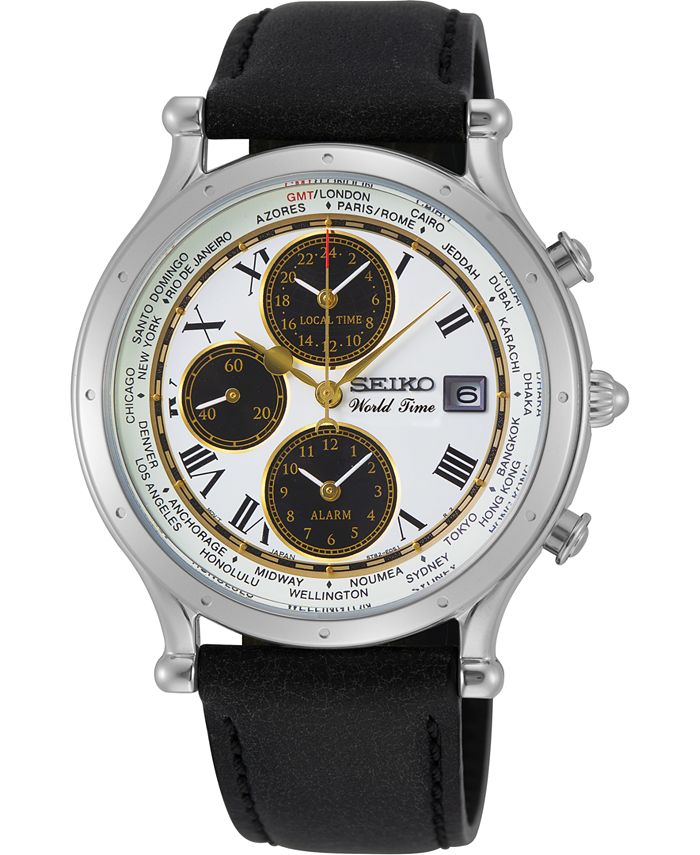Seiko Men's Chronograph Essentials Age of Discovery Black Leather Strap  Watch 40mm - A Limited Edition & Reviews - Macy's