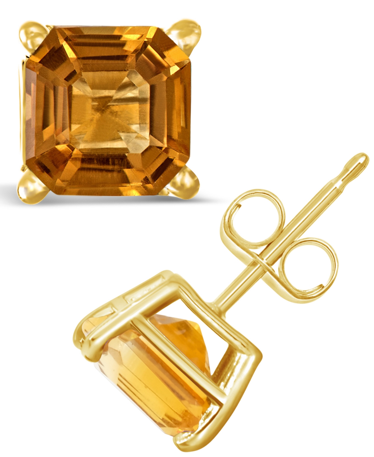 Macy's Garnet (2-1/2 Ct. T.w.) Stud Earrings In 14k Yellow Gold (also In Peridot & Citrine) In Orange