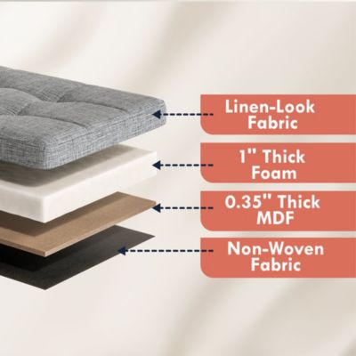 40" Linen Collapsible Tufted Linen Long Bench Storage Ottoman with 3 Drawers