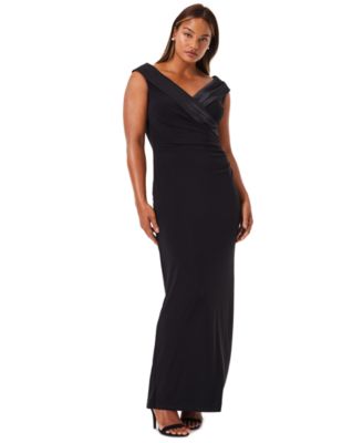 ralph lauren sleeveless portrait collar draped gown