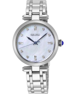 Seiko Women's Diamond-Accent Stainless Steel Bracelet Watch 30mm - Macy's