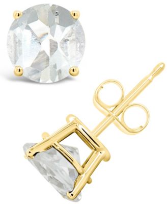 Macy's - White Topaz (3 ct. t.w.) Stud Earrings in 14K Yellow Gold