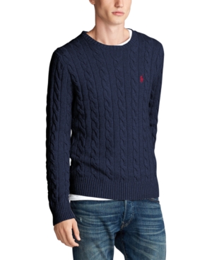 Shop Polo Ralph Lauren Men's Cable-knit Cotton Sweater In Hunter Navy