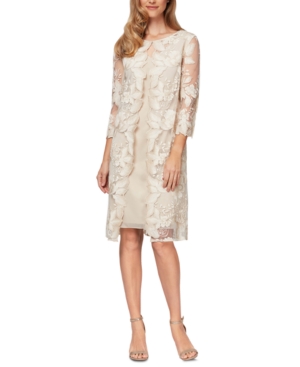 Alex Evenings Embroidered Lace Mock Jacket Cocktail Dress In Taupe |  ModeSens