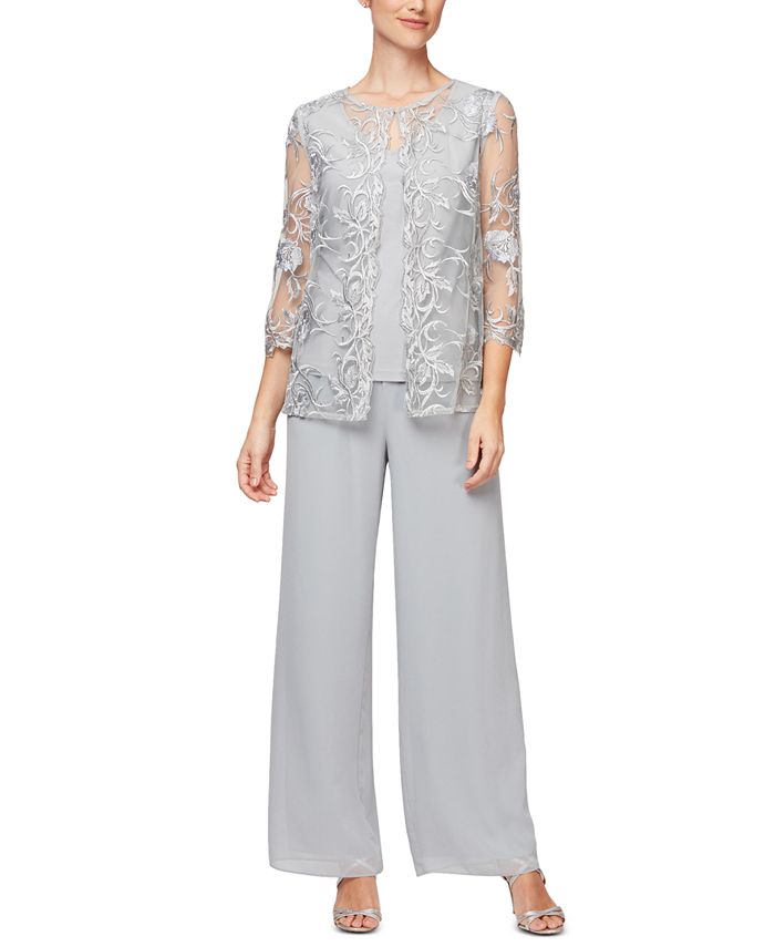 Alex Evenings Embroidered Layered-Look Twinset With Attached Jacket ...