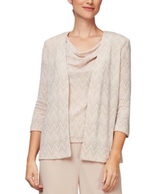 Alex Evenings - Petite Geometric Geo-Print Jacket and Top