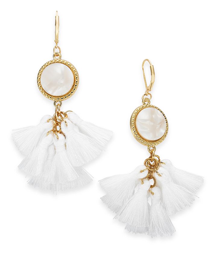 INC International Concepts Gold Tone Multi Tassel Drop Earrings