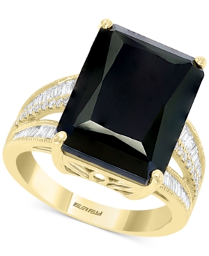 image of Effy Onyx & Diamond (3/8 ct. t.w.) Statement Ring in 14k Gold