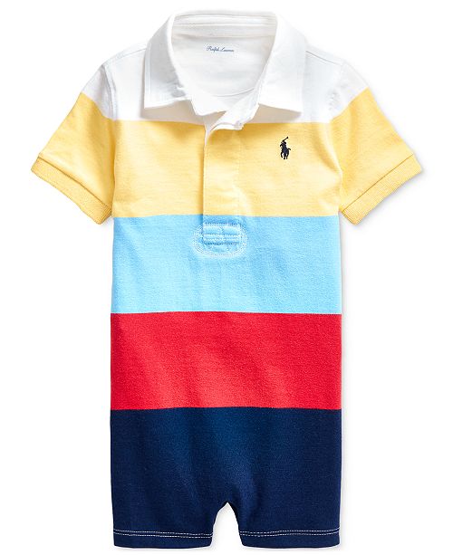 Polo Ralph Lauren Baby Boys Striped Cotton Mesh Shortall & Reviews