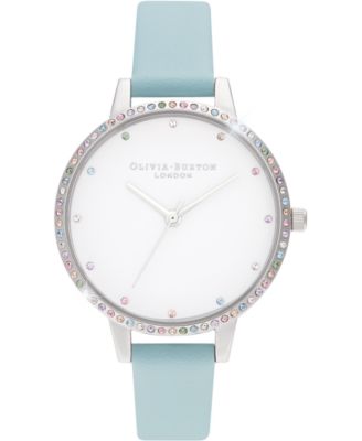 Olivia Burton Women s Rainbow Turquoise Leather Strap Watch 34mm Macy s