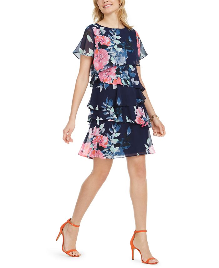Jessica Howard Petite Tiered Chiffon Dress Macy's