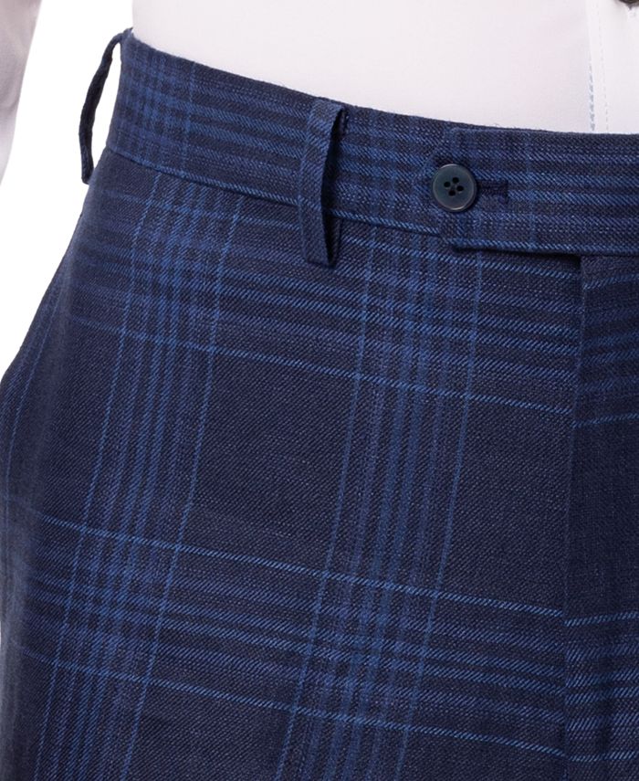 Tallia Men's Slim-Fit Blue Plaid Linen Suit Separate Pants - Macy's