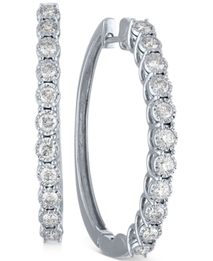 image of Diamond Medium Hoop Earrings (1 ct. t.w.) in 10k White Gold, 1.5