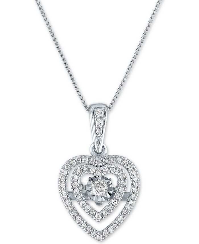 Macy's Diamond Heart 18" Pendant Necklace (1/4 ct. t.w.) in 10k White Gold Macy's