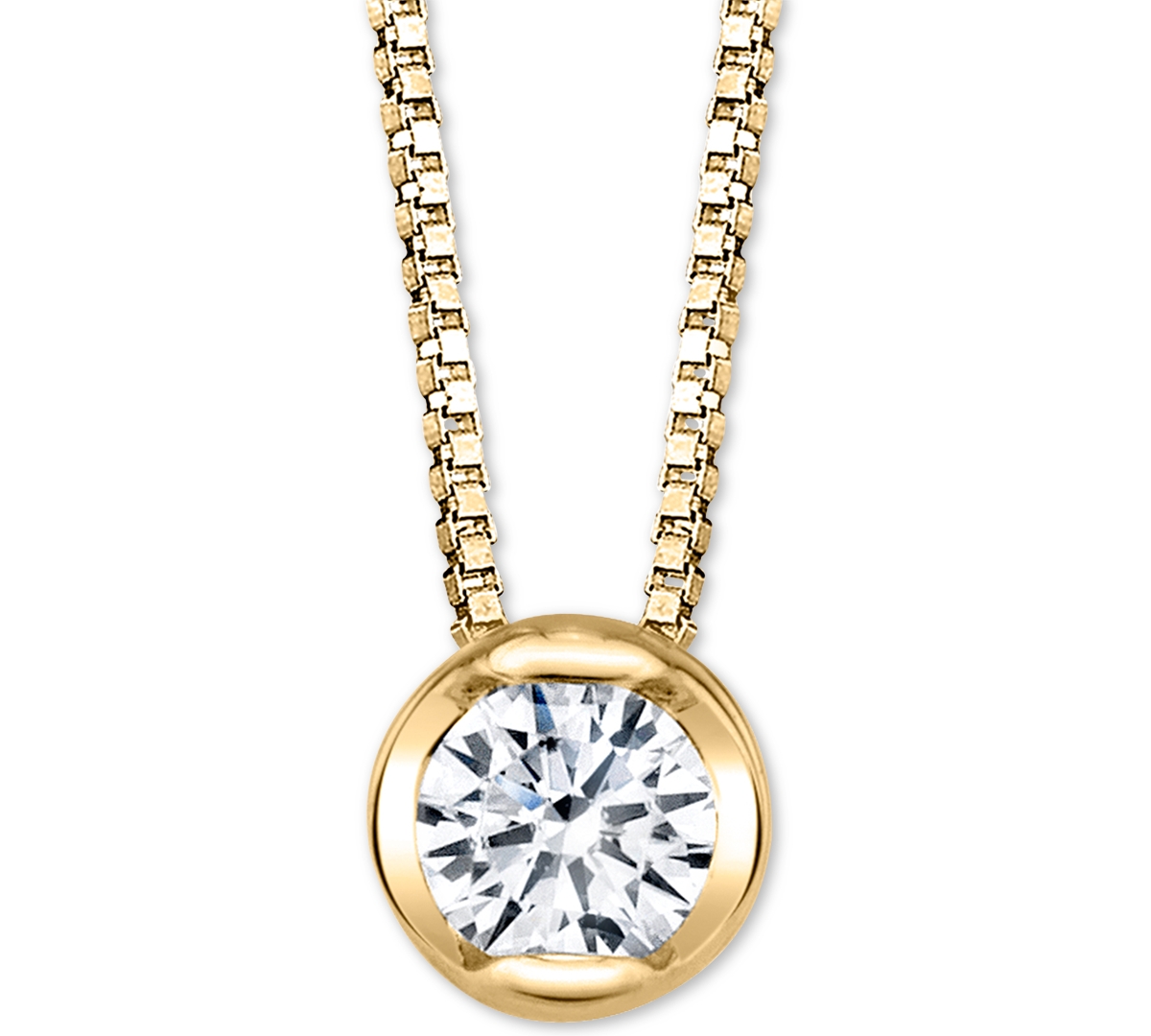 Sirena Diamond Bezel Solitaire Pendant Necklace (1/10 ct. t.w.) in 14k White or- Yellow Gold