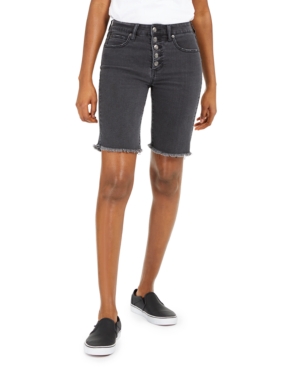image of Oat Button-Fly Denim Bermuda Shorts