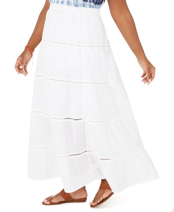 Style & Co Plus Size Cotton Tiered Maxi Skirt, Created for Macy's - Macy's