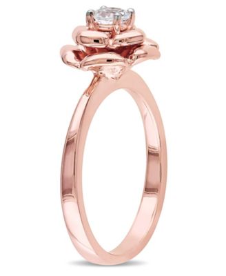 Lab-Grown White Sapphire (1/3 ct. t.w.) Floral Ring in 18k Rose Gold Over Sterling Silver