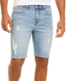 Distressed Slim Denim Shorts