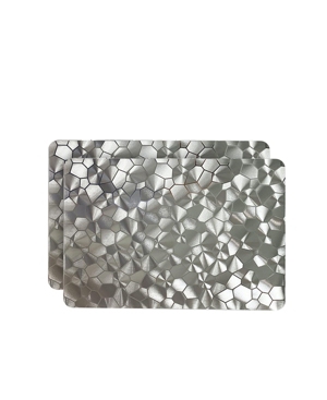 Dainty Home Reversible Metallic Shimmering Water Cube Dining Table Indoor Outdoor Placemats - Set of 2