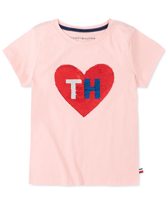 Tommy Hilfiger Little Girls Flip Sequin Heart T-Shirt - Macy's