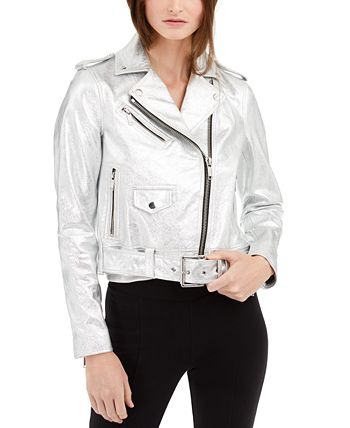 Michael kors crinkled shop leather moto jacket