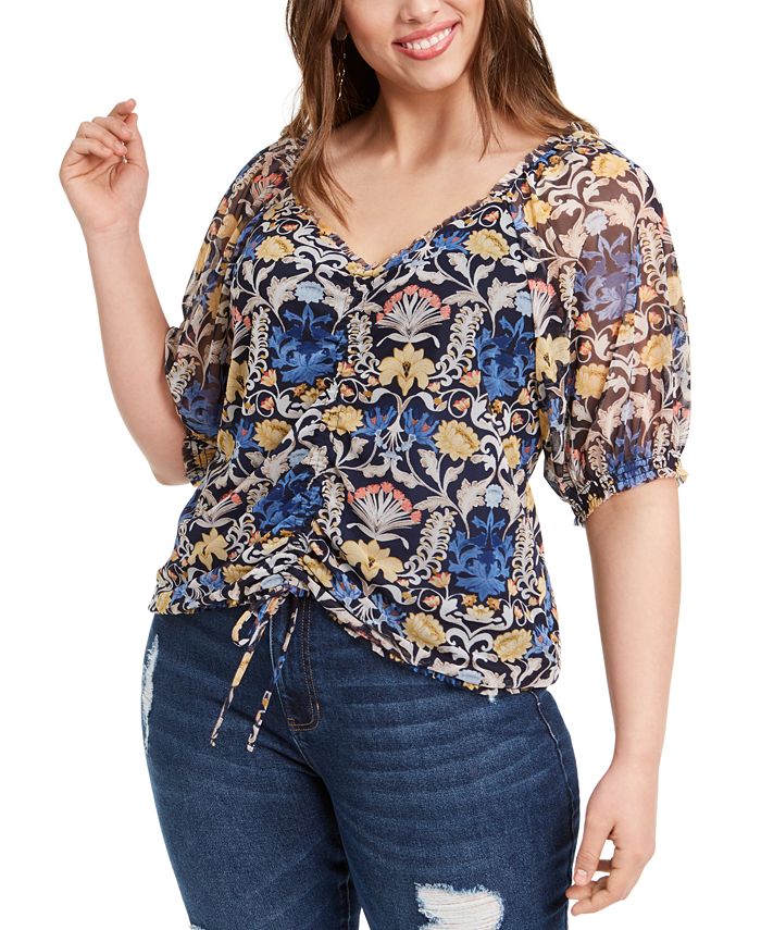 INC International Concepts INC Plus Size Ruched Full-Sleeve Top ...