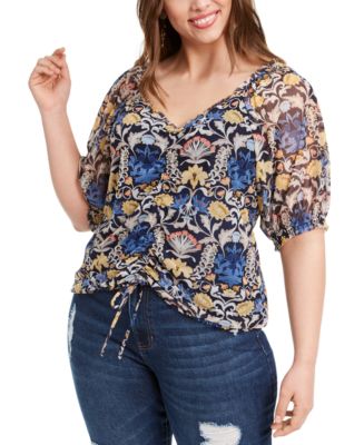INC International Concepts INC Plus Size Ruched Full-Sleeve Top ...