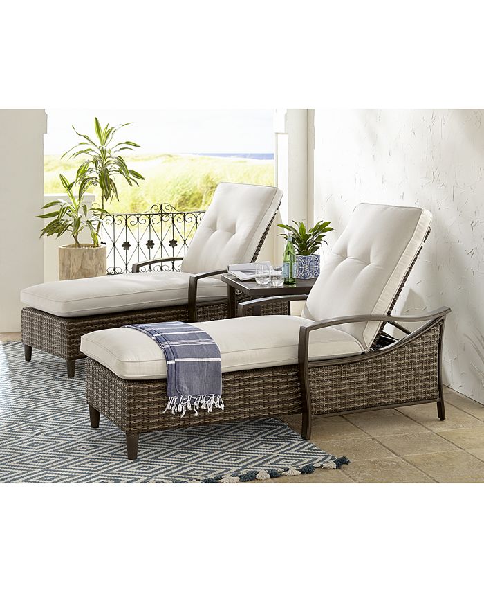 Furniture North Shore Outdoor 3 Pc Chaise Set 2 Chaise Lounges End Table With Sunbrella Cushions Created For Macy S Reviews Furniture Macy S