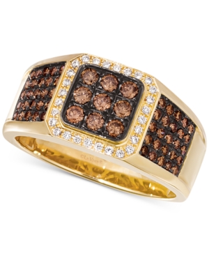 image of Le Vian Chocolatier Men-s Diamond Cluster Ring (7/8 ct. t.w.) in 14k Gold
