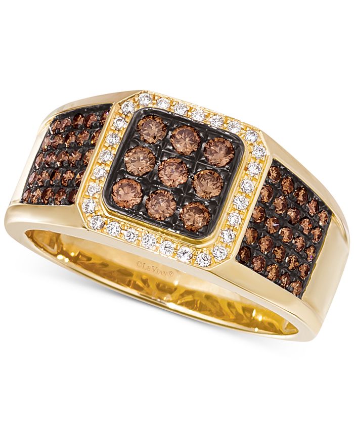 Le Vian Chocolatier® Men's Diamond Cluster Ring (7/8 ct. .) in 14k Gold  & Reviews - Rings - Jewelry & Watches - Macy's