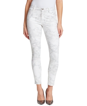 image of Skinnygirl Christina Marie Mid-Rise Marble Printed Skinny Jeans