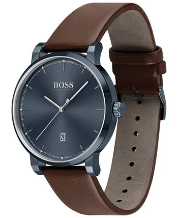BOSS - Men's Confidence Brown Leather Strap Watch 42mm
