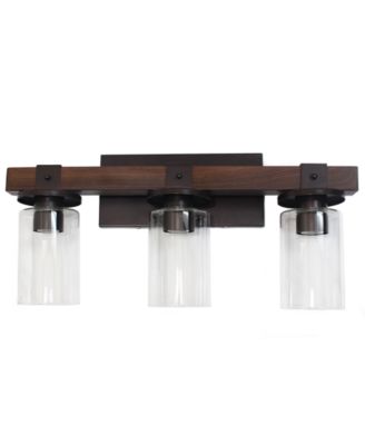 Elegant Designs Industrial Rustic Lantern Restored Wood Look 3 Light Bath Vanity