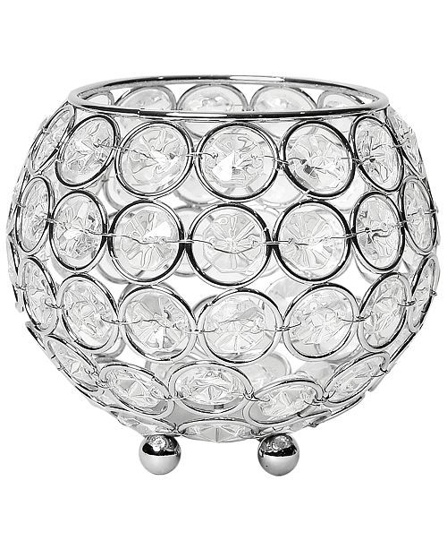 Elegant Designs Elipse Crystal Circular Bowl Candle Holder Flower