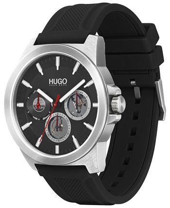 HUGO - Men's Chronograph #TWIST Black Silicone Strap Watch 42mm