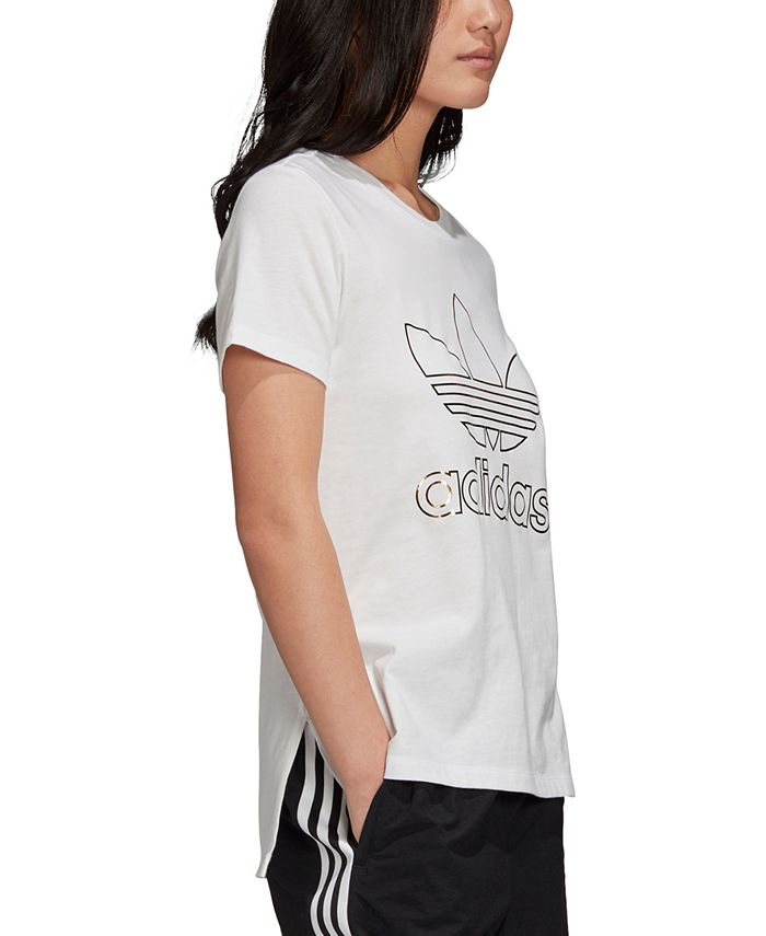 adidas Women's Cotton Metallic-Accent T-Shirt - Macy's