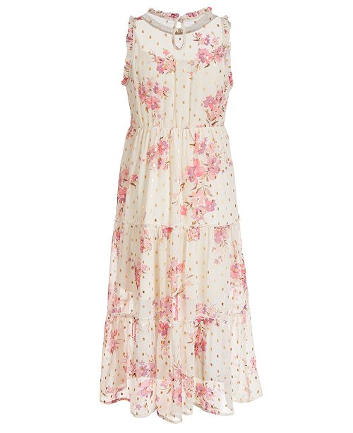 Pink & Violet Big Girls Floral-Print Tiered Dress & Reviews - All Girls ...